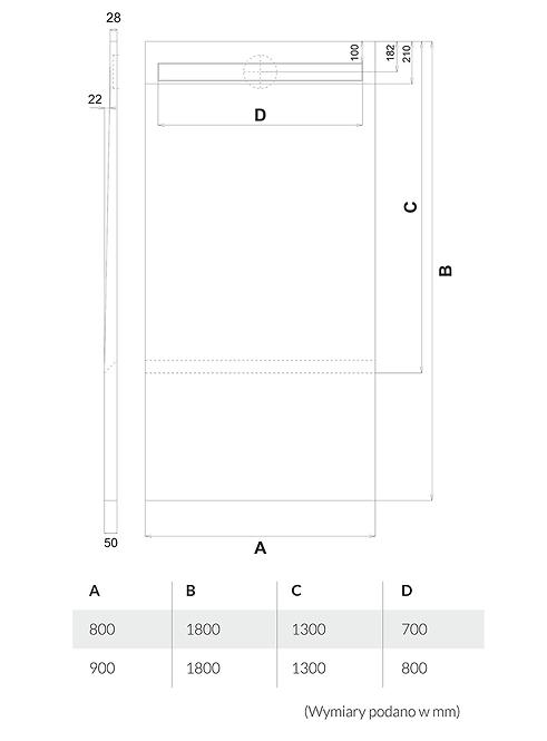 Vanička pod dlažbu Plate 130+50x80x5/12,5*10.033/OLPL