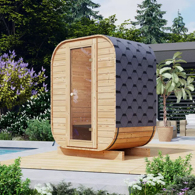 Sauna exteriérová Thermo Mini + Pec Sentiotec 100 3,6 kW
