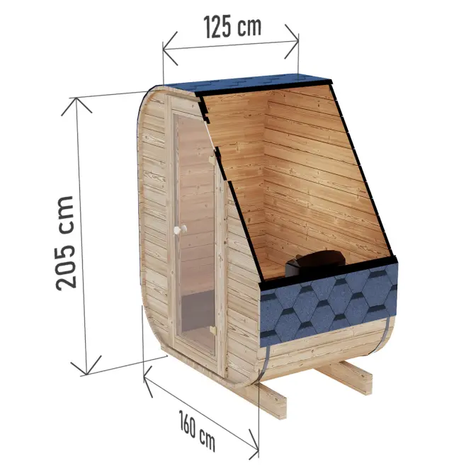 Sauna exteriérová Thermo Mini + Pec Sentiotec 100 3,6 kW,3