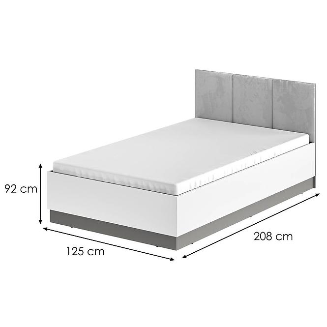 Posteľ 120 Mell 01 šedá + rám s výťahom,2
