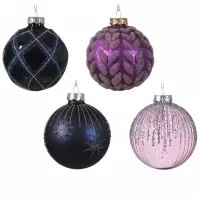 Guľa sklenená dekorovaná 8 cm modrá/fialová 62639