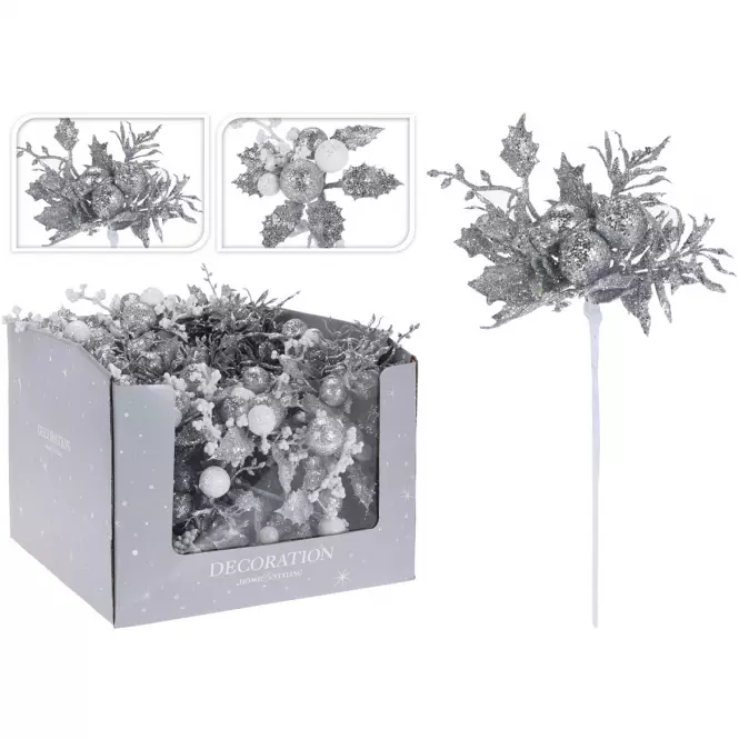 Kvet na drôtiku 20 cm silver 2AS ABJ403050