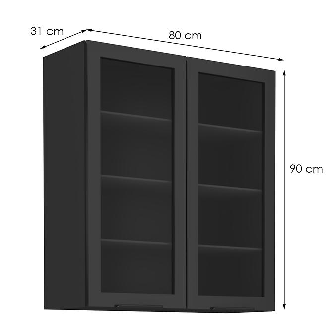 Kuchynská skrinka Siena čierna mat 80gs-90 2f,2