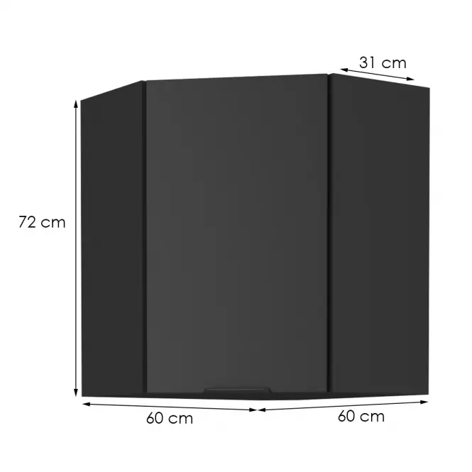 Kuchynská skrinka Siena čierna mat 60x60 Gn-72 1f (45°)