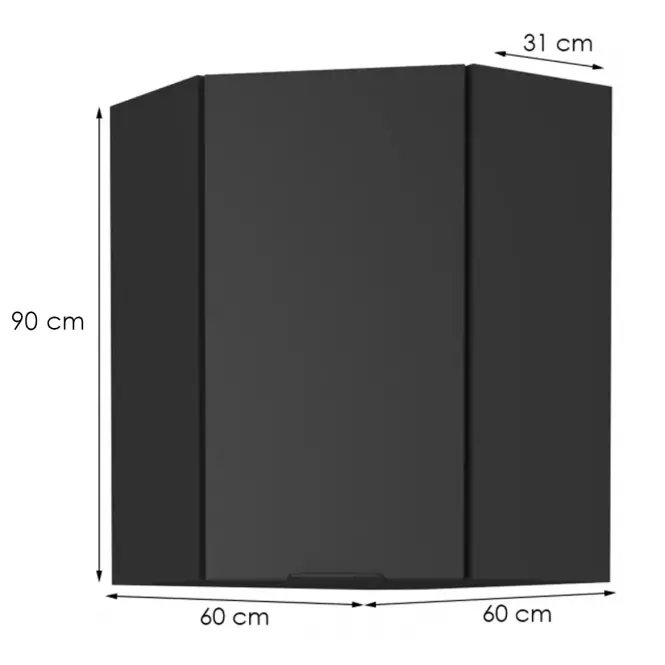 Kuchynská skrinka Siena čierna mat 60x60 Gn-90 1f (45°)