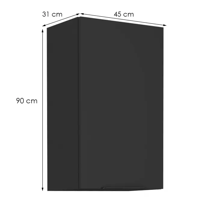 Kuchynská skrinka Siena čierna mat 45g-90 1f