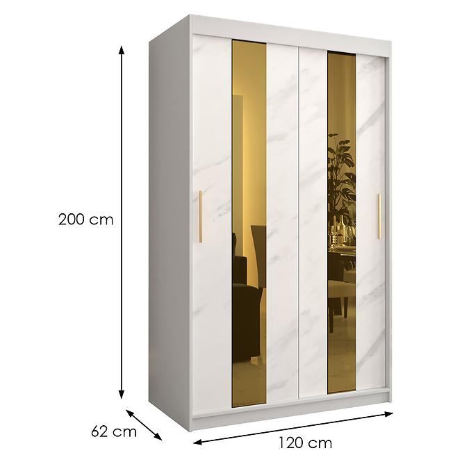 Skriňa Platinum Pole 120 biely mramor/biely