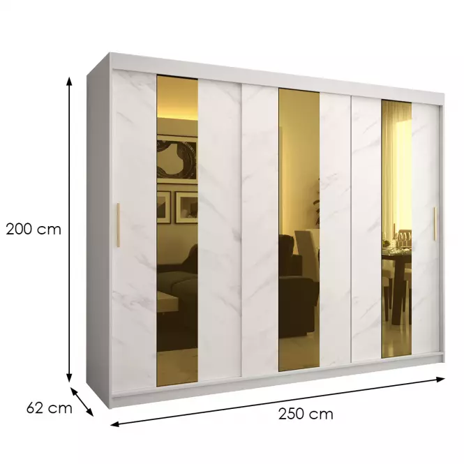 Skriňa Platinum Pole 250 biely mramor/biely