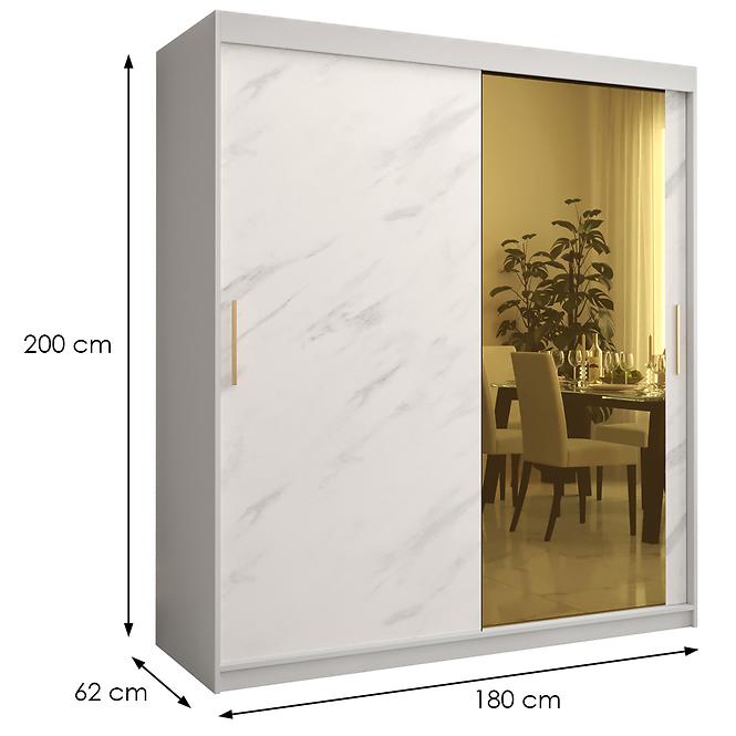 Skriňa Platinum T2 180 biely mramor/biely