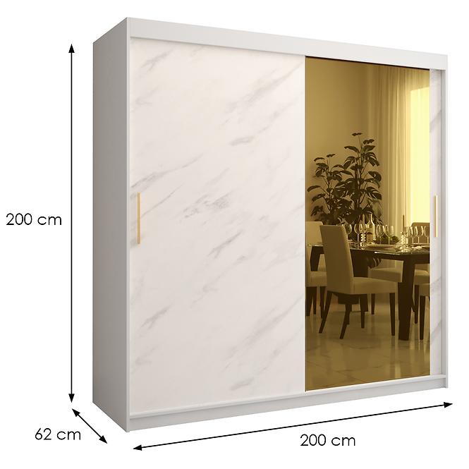 Skriňa Platinum T2 200 biely mramor/biely