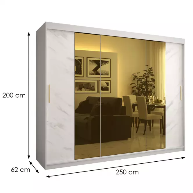 Skriňa Platinum T2 250 biely mramor/biely