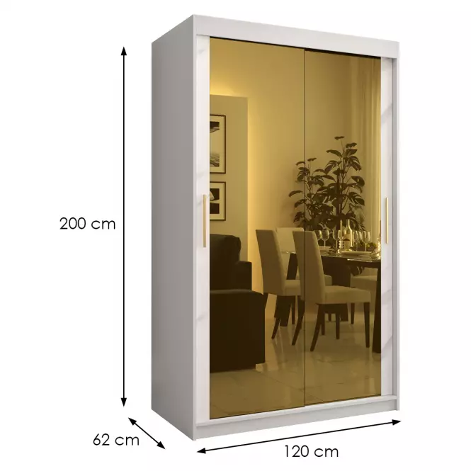Skriňa Platinum T3 120 biely mramor/biely