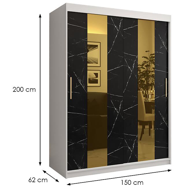 Skriňa Platinum Pole 150 biely mramor/čierna