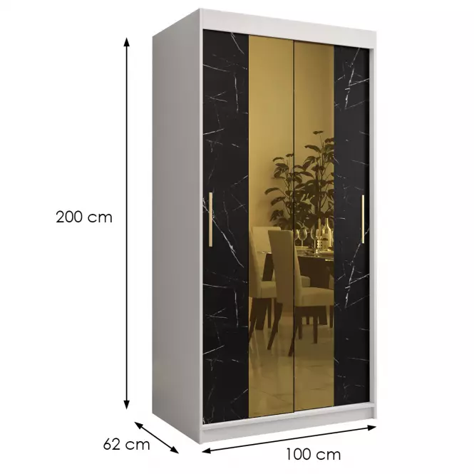 Skriňa Platinum T1 100 biely mramor/čierna