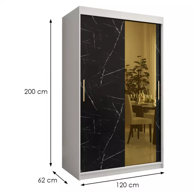 Skriňa Platinum T2 120 biely mramor/čierna
