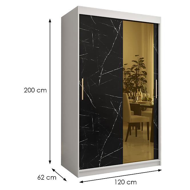 Skriňa Platinum T2 120 biely mramor/čierna