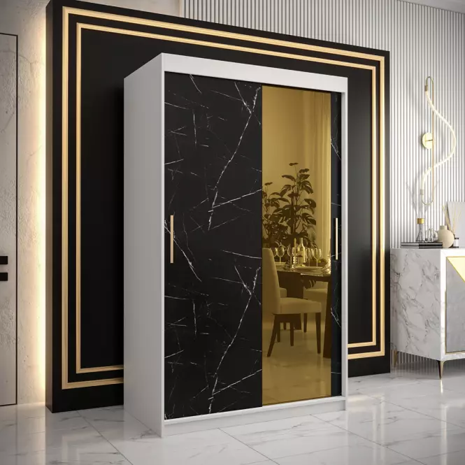 Skriňa Platinum T2 120 biely mramor/čierna
