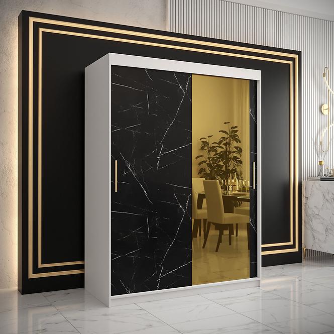 Skriňa Platinum T2 150 biely mramor/čierna