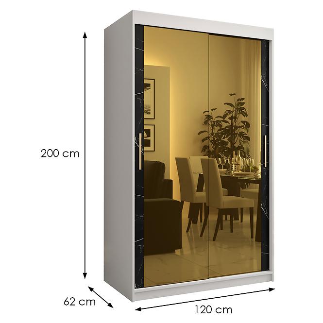 Skriňa Platinum T3 120 biely mramor/čierna