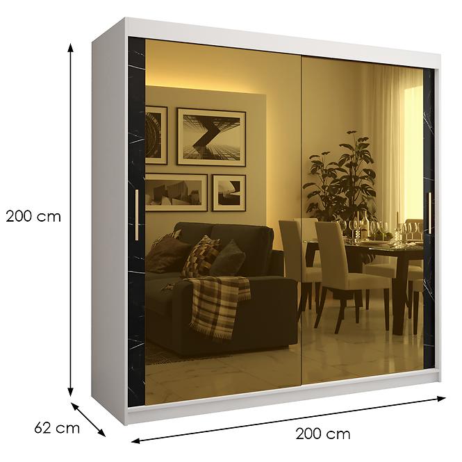 Skriňa Platinum T3 200 biely mramor/čierna