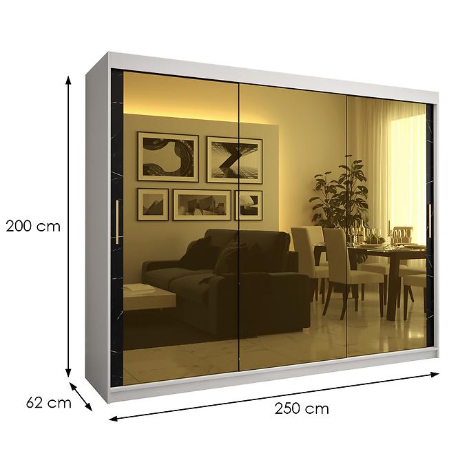 Skriňa Platinum T3 250 biely mramor/čierna