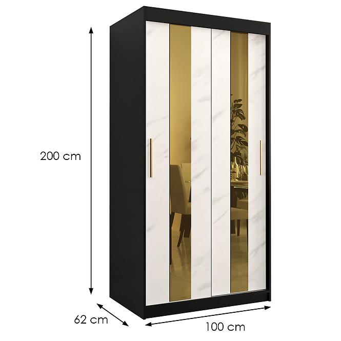 Skriňa Platinum Pole 100 čierna marmur/biely