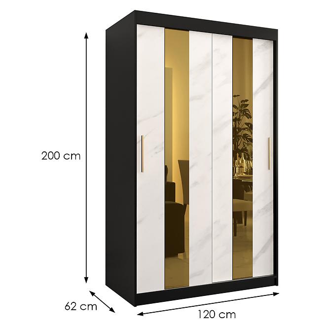 Skriňa Platinum Pole 120 čierna marmur/biely