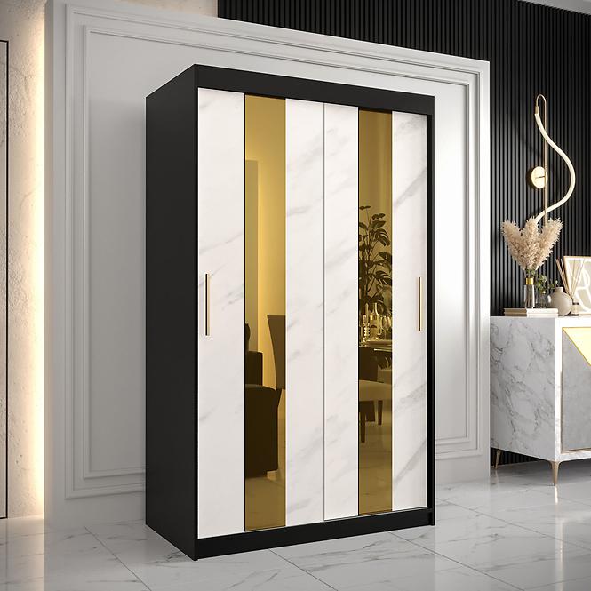 Skriňa Platinum Pole 120 čierna marmur/biely