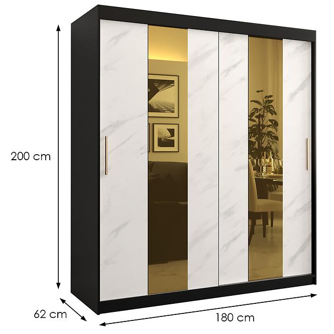 Skriňa Platinum Pole 180 čierna marmur/biely