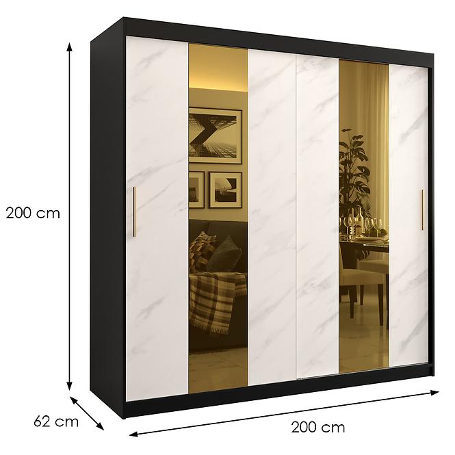 Skriňa Platinum Pole 200 čierna marmur/biely