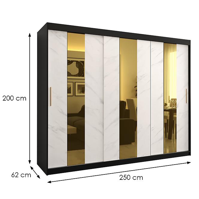 Skriňa Platinum Pole 250 čierna marmur/biely