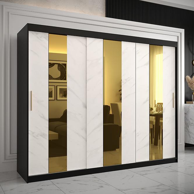 Skriňa Platinum Pole 250 čierna marmur/biely