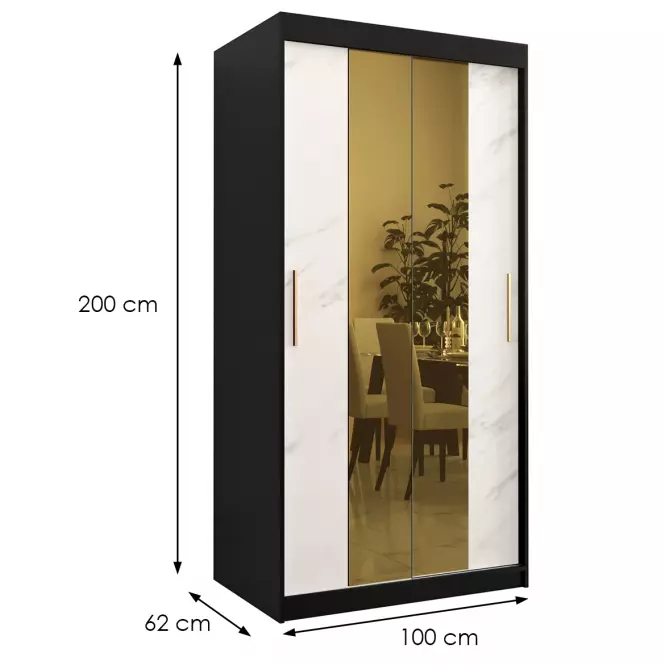 Skriňa Platinum T1 100 čierna marmur/biely