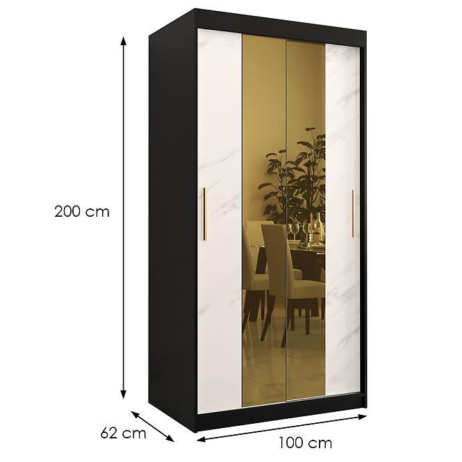 Skriňa Platinum T1 100 čierna marmur/biely,2