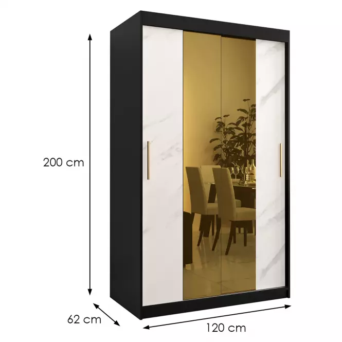 Skriňa Platinum T1 120 čierna marmur/biely