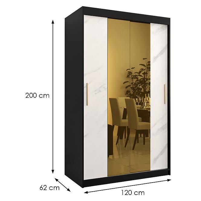 Skriňa Platinum T1 120 čierna marmur/biely
