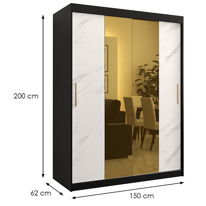 Skriňa Platinum T1 150 čierna marmur/biely