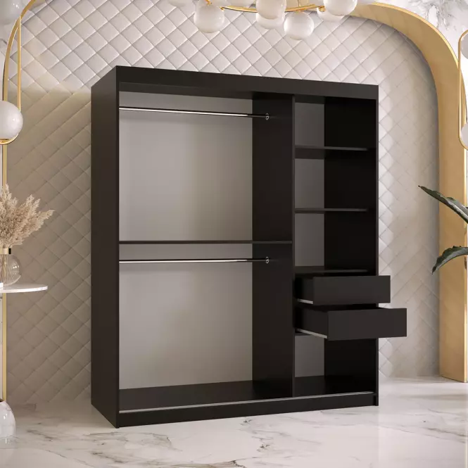 Skriňa Platinum T1 150 čierna marmur/biely