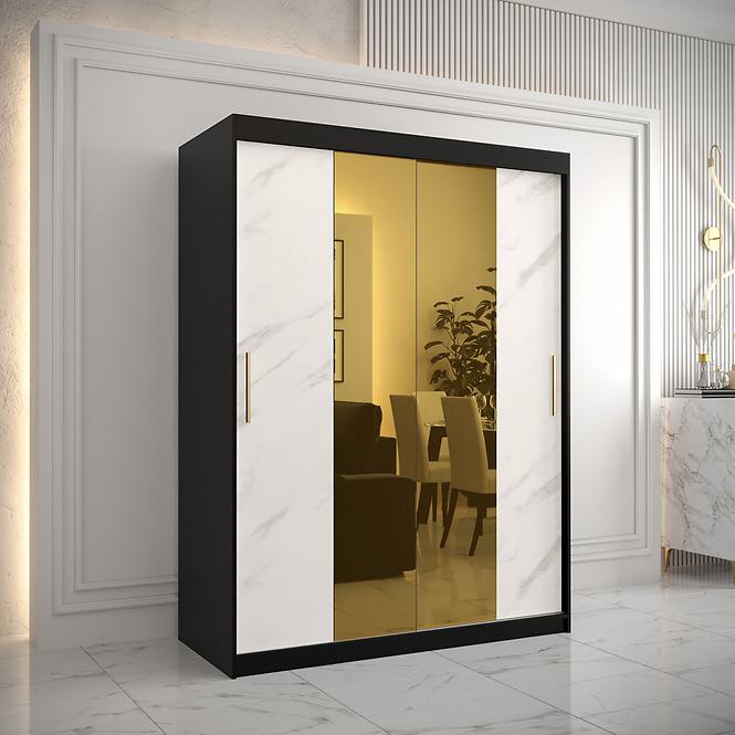 Skriňa Platinum T1 150 čierna marmur/biely