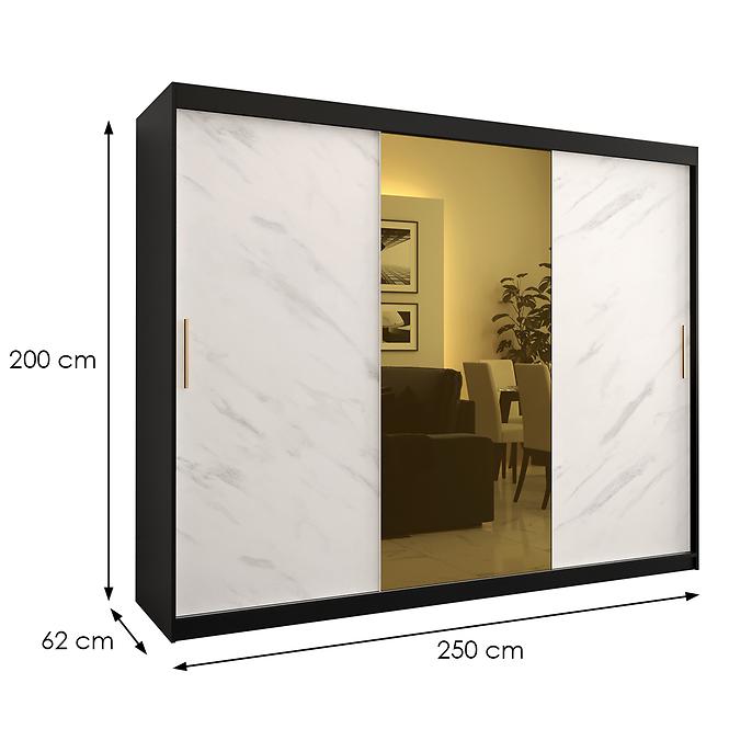 Skriňa Platinum T1 250 čierna marmur/biely