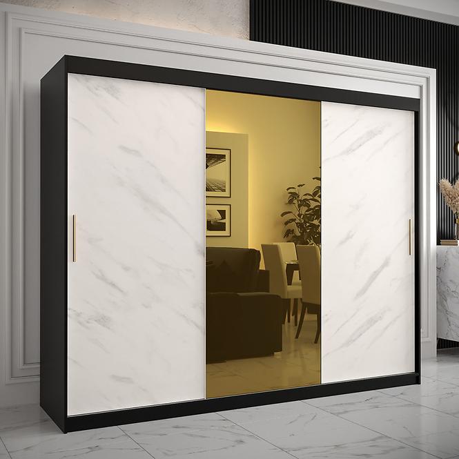 Skriňa Platinum T1 250 čierna marmur/biely