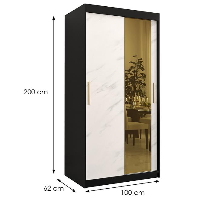 Skriňa Platinum T2 100 čierna marmur/biely,2