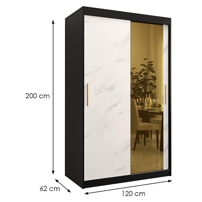 Skriňa Platinum T2 120 čierna marmur/biely
