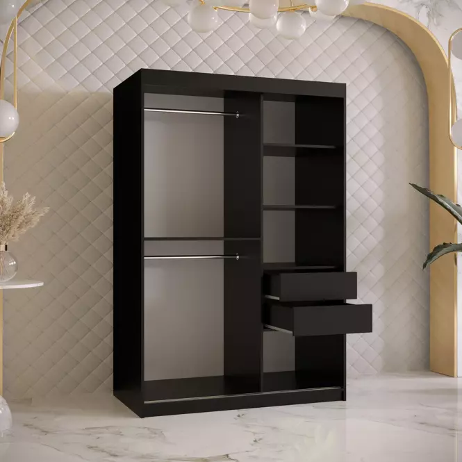 Skriňa Platinum T2 120 čierna marmur/biely