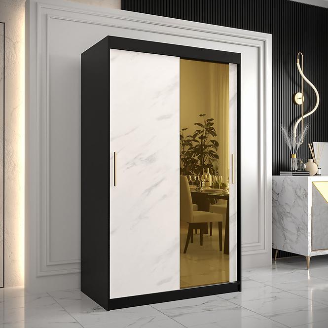 Skriňa Platinum T2 120 čierna marmur/biely