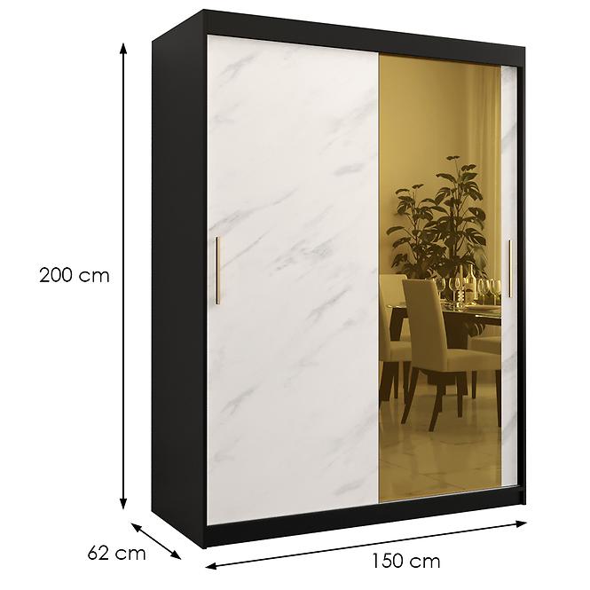 Skriňa Platinum T2 150 čierna marmur/biely,2