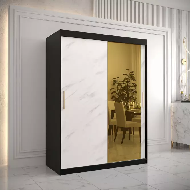 Skriňa Platinum T2 150 čierna marmur/biely