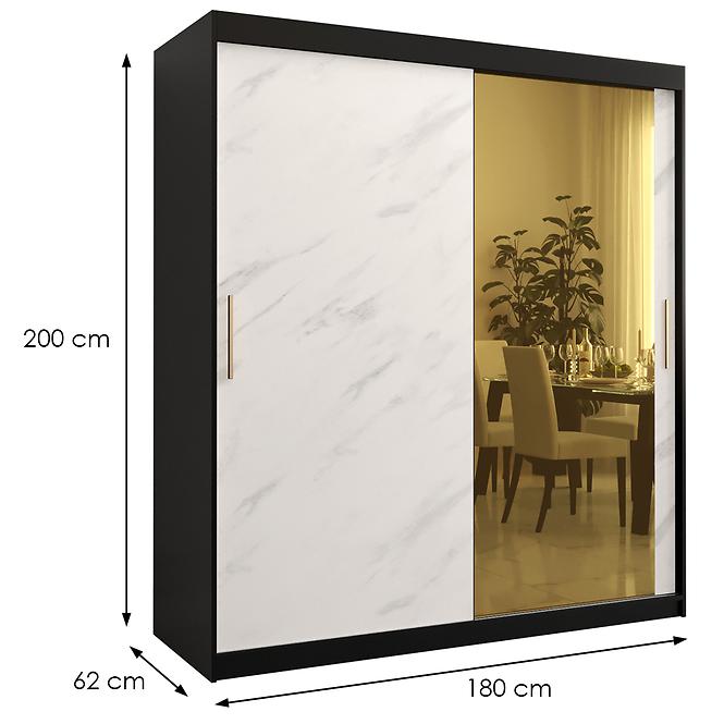 Skriňa Platinum T2 180 čierna marmur/biely,2