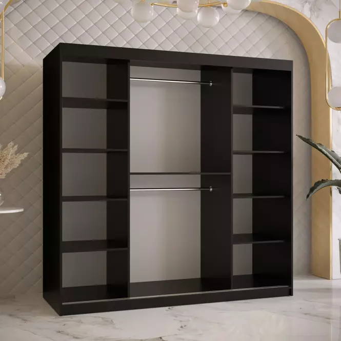 Skriňa Platinum T2 180 čierna marmur/biely
