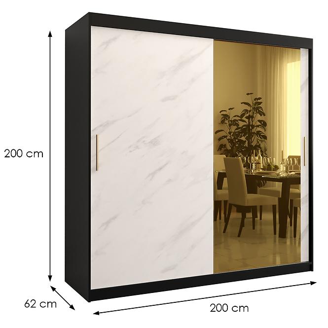 Skriňa Platinum T2 200 čierna marmur/biely,2